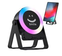 Support de téléphone avec Haut-Parleur | Haut-Parleur Audio à Induction sans Fil 4 en 1 | Capteur de Rotation à 360 degrés | Lumière Couleur pour Salle de conférence, Bureau, événements