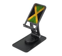 Support de téléphone avec motif drapeau jamaïcain, support de bureau réglable pour iPhone et tous les téléphones, rotation à 360°, pliable intégré, base carrée
