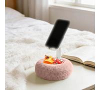 Support de téléphone, bol à collation moelleux, support pour téléphone et collation, clip rotatif à 360° réglable et bras pliable à 180°, pour smartphone et tablette (support rose)