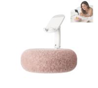 Support de téléphone, bol à collation moelleux, support pour téléphone et collation, clip rotatif à 360° réglable et bras pliable à 180°, pour smartphone et tablette (rose)