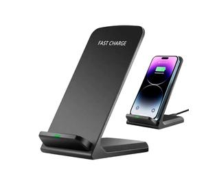 Support de téléphone - Chargeur sans fil | Station de charge rapide pour téléphone portable de 15 W avec port de type C, mode vertical et horizontal, lumière adaptée au sommeil