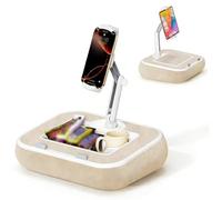 Support de Téléphone de Bureau, Support de Table Télescopique avec Rangement, Compatible 134-220 Mm, Rotation Multi-Angle, Amovible Et Lavable pour Coiffeuse, Lit, Canapé White