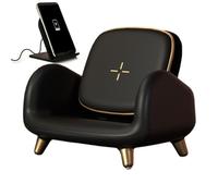 Support de téléphone de charge sans fil pour bureau - Support de charge rapide de 15 W avec design de canapé | Chargeur sans fil et support de téléphone multifonction pour la maison, le bureau, la