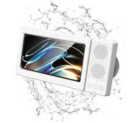 Support de téléphone de douche amélioré de 2e génération avec haut-parleur Bluetooth - Batterie 1200 mAh 12 à 18 heures d'autonomie, deux haut-parleurs de basses plus fortes, étui de téléphone étanche