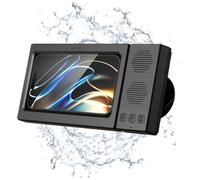 Support de téléphone de douche amélioré de 2e génération avec haut-parleur Bluetooth - Batterie 1200 mAh 12 à 18 heures d'autonomie, deux haut-parleurs plus forts, étui de téléphone étanche IPX5 pour