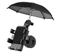 Support de téléphone de moto avec parapluie imperméable et pare-soleil | Support de montage stable | Pour rétroviseur de guidon | Ajustement universel | Pour la navigation en extérieur | Noir (poignée