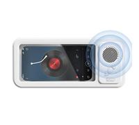 Support de téléphone de salle de bain - Support 360° avec haut-parleur, boîtier étanche 5 V = 400 mA avec audio clair | Idéal pour douches, miroirs, tableaux de bord, bouches