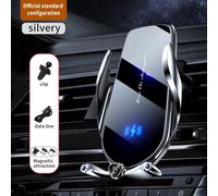 Support De Téléphone De Voiture 15w,Chargeur Rapide Sans Fil,Tête De Chargeur Magnétique,Commande Tactile,Pour Iphone 12 13 14 15 Pro Max Xiaomi Huawei.Sliver.
