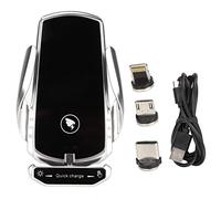 Support de téléphone de Voiture à Rotation à 360 ° avec détection de Charge Rapide de Voiture 15 W avec 3 aimants argentés, Reconnaissance Automatique par Induction Infrarouge,