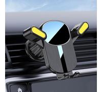 Support de téléphone de voiture pour grille d'aération avec motif gravité, rotation à 360°, bras en caoutchouc antidérapant, compatible avec la plupart des smartphones, noir/jaune (jaune brossé)