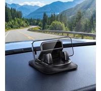 Support de téléphone de voiture, rotation à 360 degrés, support de téléphone pour tableau de bord avec poignée antidérapante et utilisation à une main, clip à ressort réglable pour iPhone, Samsung et