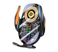 Support de téléphone de voiture sans fil, charge rapide 15 W, pince automatique sans fil, avec bouton de contrôle de rotation dédié pour iPhone, Samsung (noir)