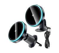 Support de téléphone de voiture sans fil, support magnétique de charge rapide 15 W avec support de serrage automatique, fixation sécurisée pour tableau de bord ou grille d'aération, berlines, camions