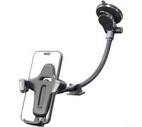 Support de téléphone de voiture, ventouse pour pare-brise avec bras long flexible et col de cygne pour camions, camions, poids lourds, tableau de bord, smartphone, GPS (gris)