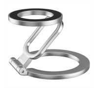 Support de téléphone double face pliable et rotatif à 360 avec aimant puissant et poignée ergonomique argentée