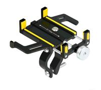 Support de téléphone en métal pour vélo - Support à libération rapide pour navigation sur smartphone - VTT pour scooter - Anti-vibrations - Prise en main sûre - Rouge (jaune)