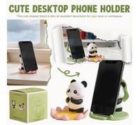 Support de téléphone en résine avec feuille de lotus et panda dessin animé (1 pièce)