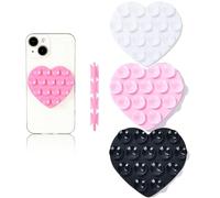 Support de téléphone en silicone en forme de cœur - Support de téléphone arrière adhésif pour selfie avec ventouse puissante, prise en main libre pour coque de téléphone
