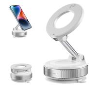 Support de téléphone magnétique à ventouse pour Magsafe, support de téléphone magnétique réglable à 360°, format de poche, support de téléphone portable pour votre voiture (blanc)