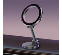 Support de téléphone magnétique pliable en alliage pour voiture avec hauteur réglable champ magnétique puissant pour tableau de bord et bureau (gris)