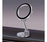 Support de téléphone magnétique pliable en alliage pour voiture avec hauteur réglable, champ magnétique puissant pour tableau de bord et bureau (argenté)