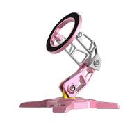 Support de téléphone magnétique pliable en aluminium aéronautique avec hauteur réglable et charnière amortissante, double base triangulaire pour tous les smartphones iOS et Android (rose)