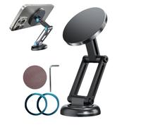 Support de téléphone magnétique pliable pour tableau de bord, clip mains libres, support rotatif de voiture, accessoire d'intérieur | Support universel pour les voyages en voiture, la conduite