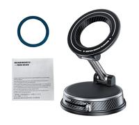 Support de Téléphone Magnétique Réglable à 360 ° pour Voiture et Salle de Sport, Support à Ventouse sous Vide, Matériau ABS + Fiber de Carbone Durable (Silver)