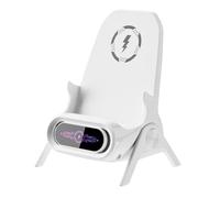 Support de Téléphone Magnétique sans Fil 15w, Mini Tabouret Blanc ABS | Chargeur de Bureau 3.1a, Organisation du Câble, Angle de Vision Pratique, pour Usage Intérieur