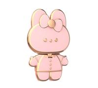 Support de téléphone mignon en forme de lapin caché pliable créatif support de téléphone miroir pour accessoires de téléphone portable (rose)