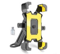 Support de téléphone pivotant à 360 degrés pour Samsung et appareils - Construction robuste en ABS - S'adapte à la plupart des guidons standard (base miroir jaune)