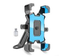 Support de téléphone pivotant à 360 degrés pour Samsung et appareils - Construction robuste en ABS - S'adapte à la plupart des guidons standard (base miroir bleue)