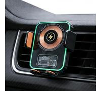 Support de téléphone portable avec chargement sans fil et dispositif antivol. Éclairage d'ambiance en huit couleurs - Charge rapide 15 W - Fonction « Trouver ma position » - Compatible avec tous les