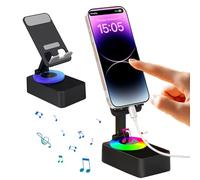 Support de téléphone portable avec haut-parleur sans fil, support de téléphone portable 4 en 1, haut-parleur, batterie externe, veilleuse colorée irisée - 3 supports rotatifs pliables pour téléphone