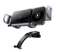 Support de téléphone portable de voiture : dispositif de charge pliable sans fil de 15 W (avec double bobine) | Panneau de commande, ventilation, console centrale, support de voiture pour une prise en