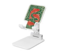 Support de téléphone portable minimaliste pliable avec trois poissons rouges - Angle réglable - Support de bureau portable compatible avec tous les smartphones - Style blanc
