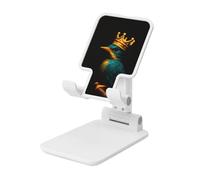 Support de téléphone portable pliable en forme de couronne d'oiseau turquoise - Angle réglable en hauteur - Compatible avec tous les smartphones - Blanc