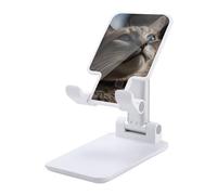 Support de téléphone portable pliable pour bureau - Support de téléphone portable réglable - Un chat regarde vers le ciel - Support de téléphone portable antidérapant - Compatible avec tous les