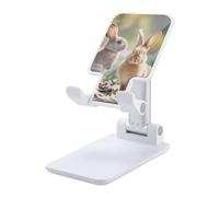 Support de téléphone portable pour bureau - Pliable - Réglable - Deux petits lapins mignons - Support de téléphone portable antidérapant - Compatible avec tous les téléphones portables