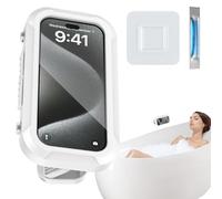 Support de téléphone portable pour douche - 19 x 11 x 3 cm - Support sûr - Boîtier ABS PET étanche - Rotation réglable à 360 degrés - Support mural autocollant pour salle de bain