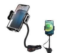 Support de téléphone portable pour voiture - 29 x 11 x 7 cm - Support de voiture avec charge rapide de 18 W - Affichage LED - Adaptateur USB pour allume-cigare - Support rotatif à 360 degrés pour la