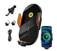 Support de téléphone portable pour voiture 66 W avec fonction de charge, pince automatique à 270°, station de charge inductive Qi, chargeur de voiture, charge rapide, taille applicable : appareils de