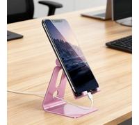 Support de téléphone portable réglable, compatible avec iPhone 17 16 15 14 Air Plus Pro Max 13 12 X XS, téléphones de 4 à 8", accessoires de bureau, tous les smartphones, or rose