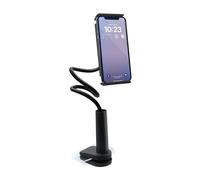mooov 639321 Support de téléphone et Tablette pour Bureau, lit avec Bras Flexible articulé - Pince Réglable - Compatible Smartphone de 5 à 13 Pouces - Noir