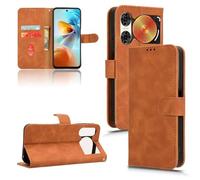 Support de téléphone pour étui Filp Étui portefeuille compatible avec ZTE Nubia Music 2, avec porte-cartes, étui à rabat en cuir synthétique avec dragonne, housse de protection antichoc(Kahverengi)