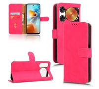 Support de téléphone pour étui Filp Étui portefeuille compatible avec ZTE Nubia Music 2, avec porte-cartes, étui à rabat en cuir synthétique avec dragonne, housse de protection antichoc(Rose red)