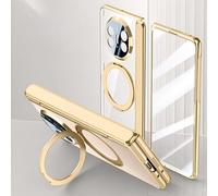 Support de téléphone pour étui FILP Stand Case Compatible with Huawei Mate X5 5G Case Clear with Kickstand,Clear Protective Cover with Adjustable Stand & Ring Holder,Anti-Yellowing Design(Golden)
