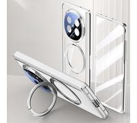 Support de téléphone pour étui FILP Stand Case Compatible with Oppo Find N5 2025 Case Clear with Kickstand,Clear Protective Cover with Adjustable Stand & Ring Holder,Anti-Yellowing Design(Silver)