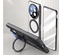 Support de téléphone pour étui FILP Stand Case Compatible with Oppo Find N5 2025 Case Clear with Kickstand,Clear Protective Cover with Adjustable Stand & Ring Holder,Anti-Yellowing Design(Svart)