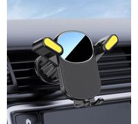 Support de téléphone pour grille d'aération de voiture avec système de verrouillage par gravité et couche de silicone antidérapante pour un placement stable du téléphone pendant la conduite (jaune